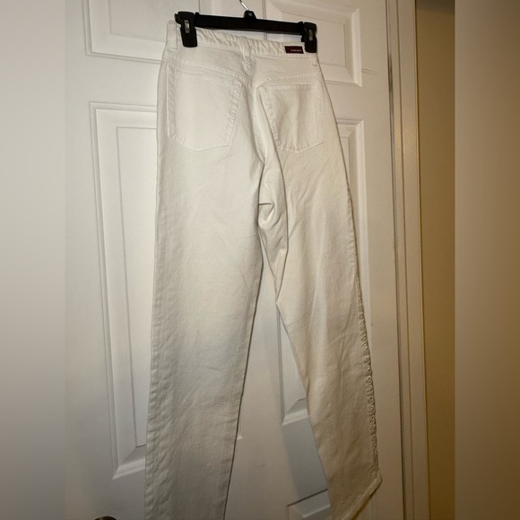 Cambio White Jeans Side Floral Embroidery Straight High Rise Size 6 Feminine - Picture 6 of 8